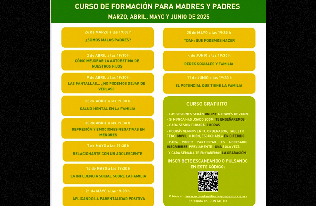 Vuelve la Escuela de Padres y Madres online